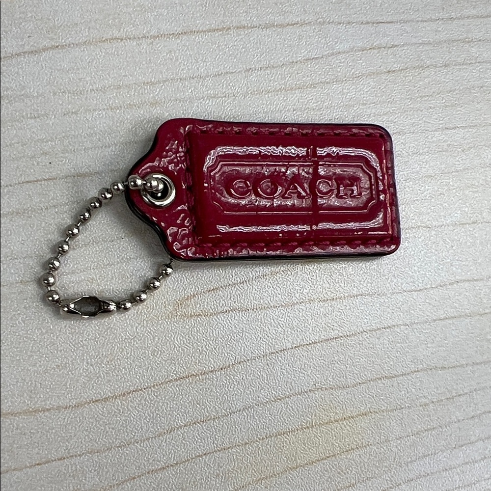 Coach Dark Pink Leather Keychain